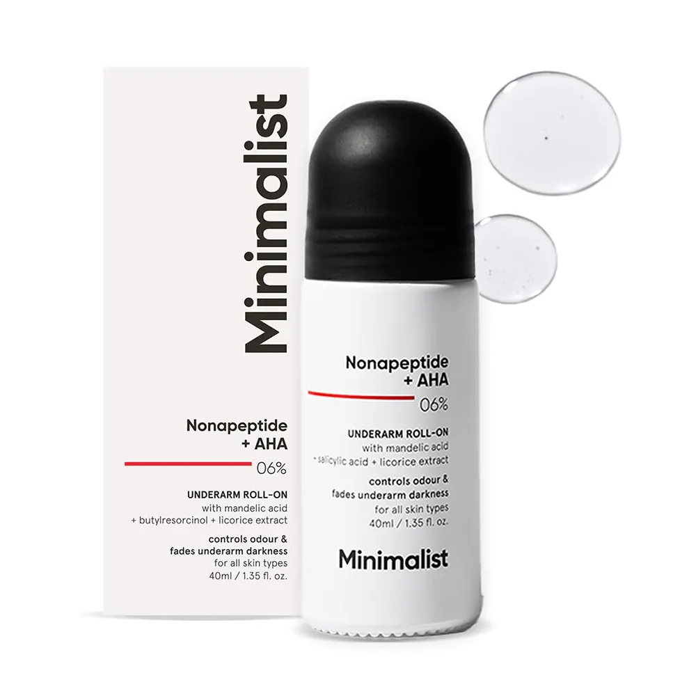 Minimalist Nonapeptide + Aha 06% Underarm Roll-On Controls Odour & Fades Underarm Darkness For All Skin Types 40Ml