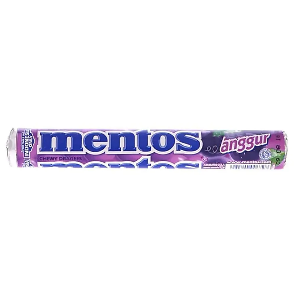 Chewy Dragees Mentos Grape Anggur Flavour 29G
