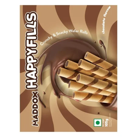 MADDOX HAPPYFILLS CRUNCHY AND SNACKY WAFER ROLL CHOCOLATE FLAVOUR 105G