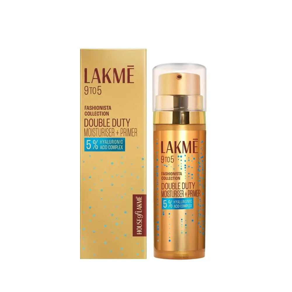 Lakme 9To5 Fashionista Collection Double Duty Moisturiser + Primer 5% Hyaluronic  Acid Complex 30G