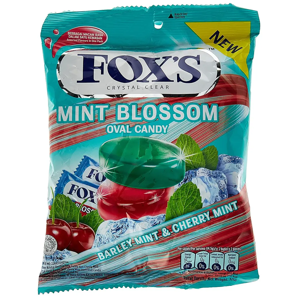 Fox'S Crystal Clear Mint Blossom Oval Candy Barley Mint & Cherry Mint 125G