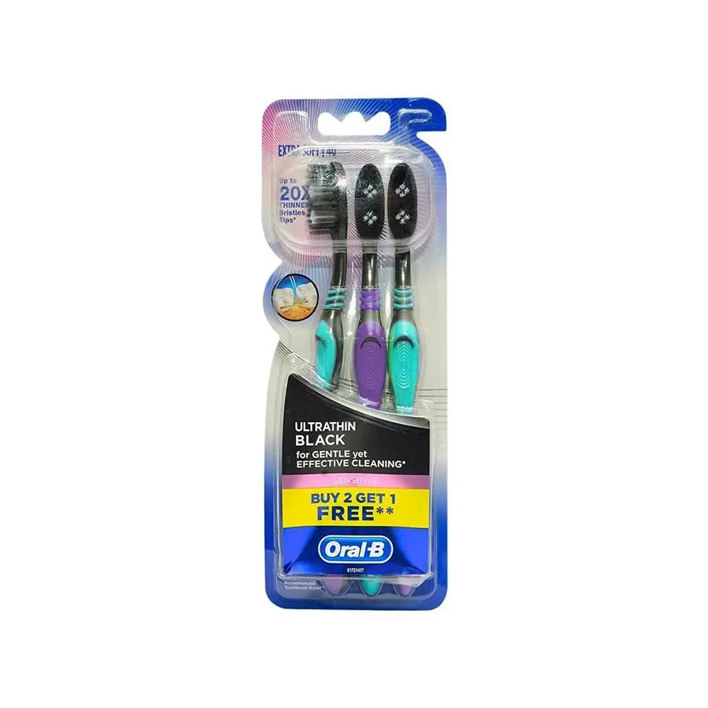 Oral-B Ultrathin Sensitive Black Up To 20X Thinner Bristles Tips Toothbrush 3N