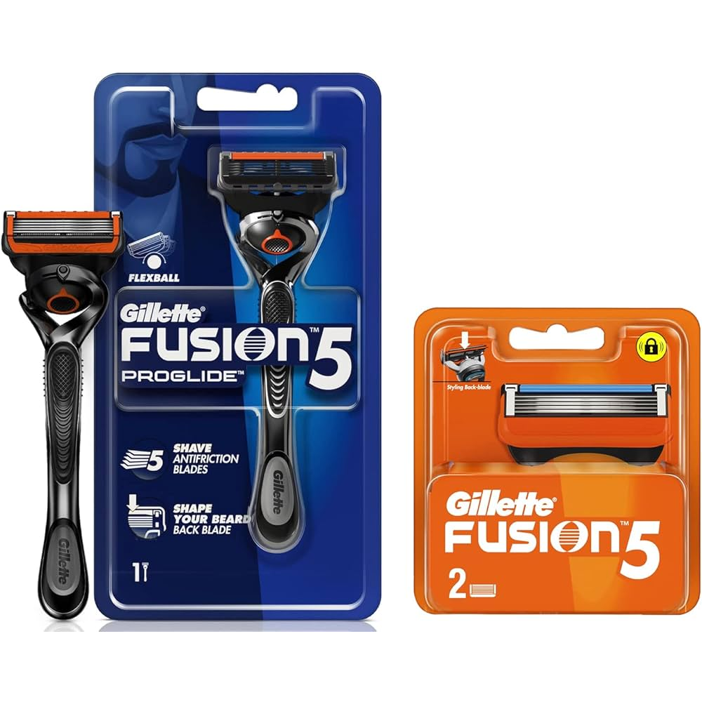 Gillette Fusion 2 Cartridges 5 Blade Shaving Surface + 1 Precision Trmmer 1N