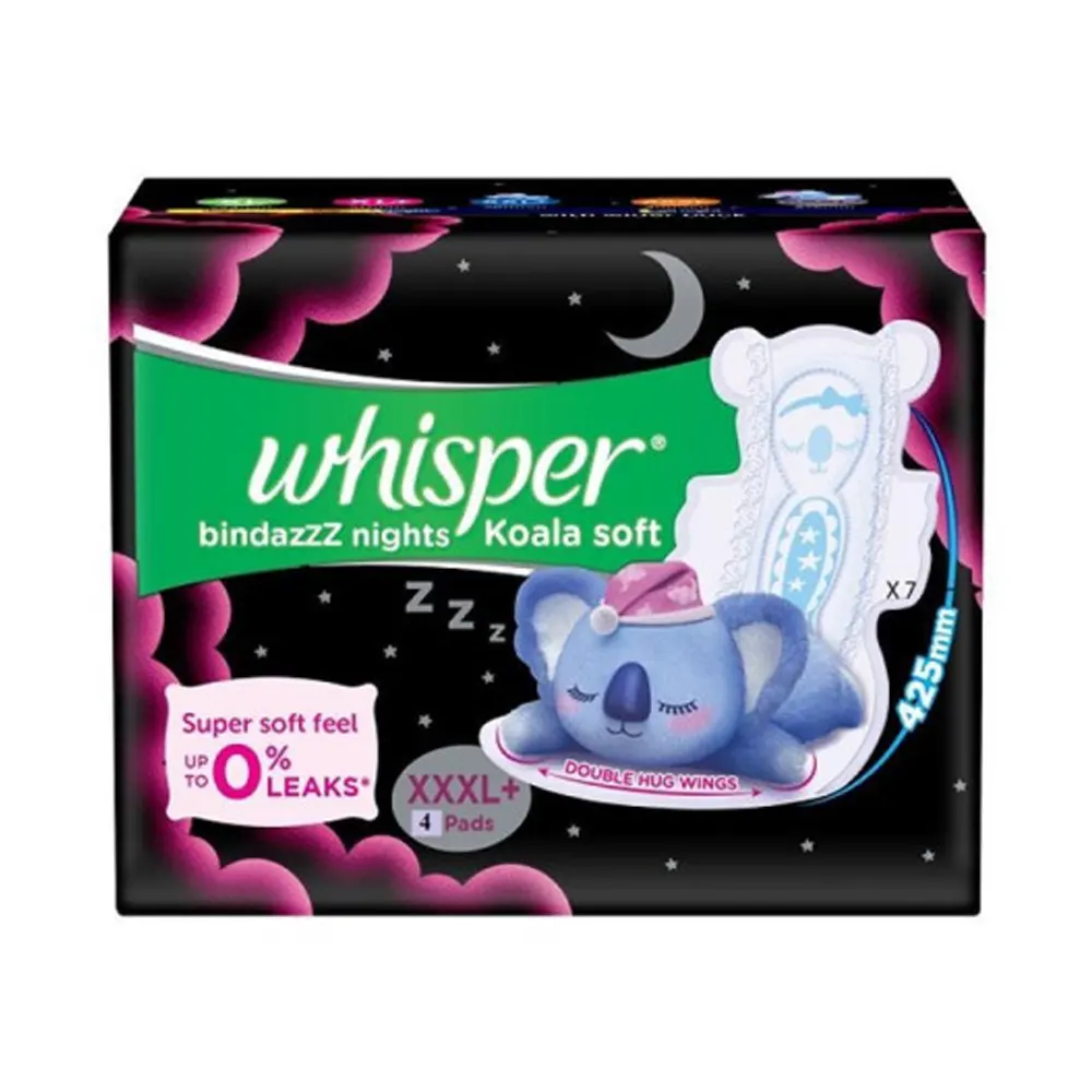 Whisper Bindazzz Nights Koala Soft Super Soft Feel 0% Leak Xxxl+ 4N