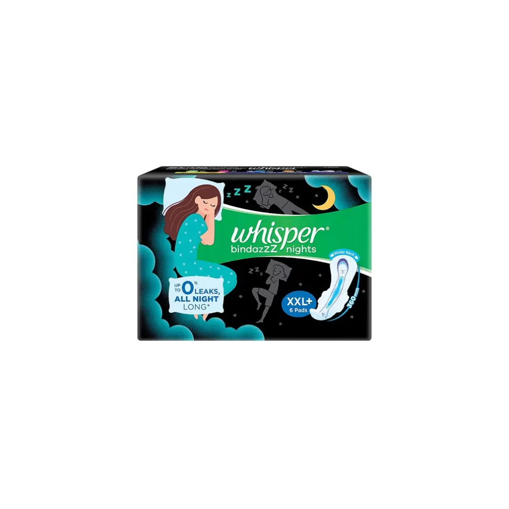 Whisper Bindazzz Nights 0% Leaks All Night Long Xxl+ 6N
