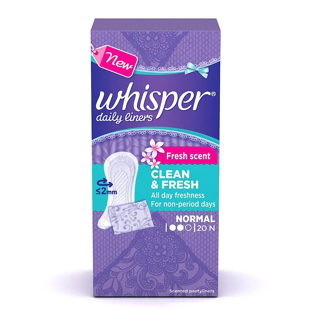 Whisper Daily Liners Fresh Scent Clean And Fresh All Day Freshness For Non Period Days Normal 20N