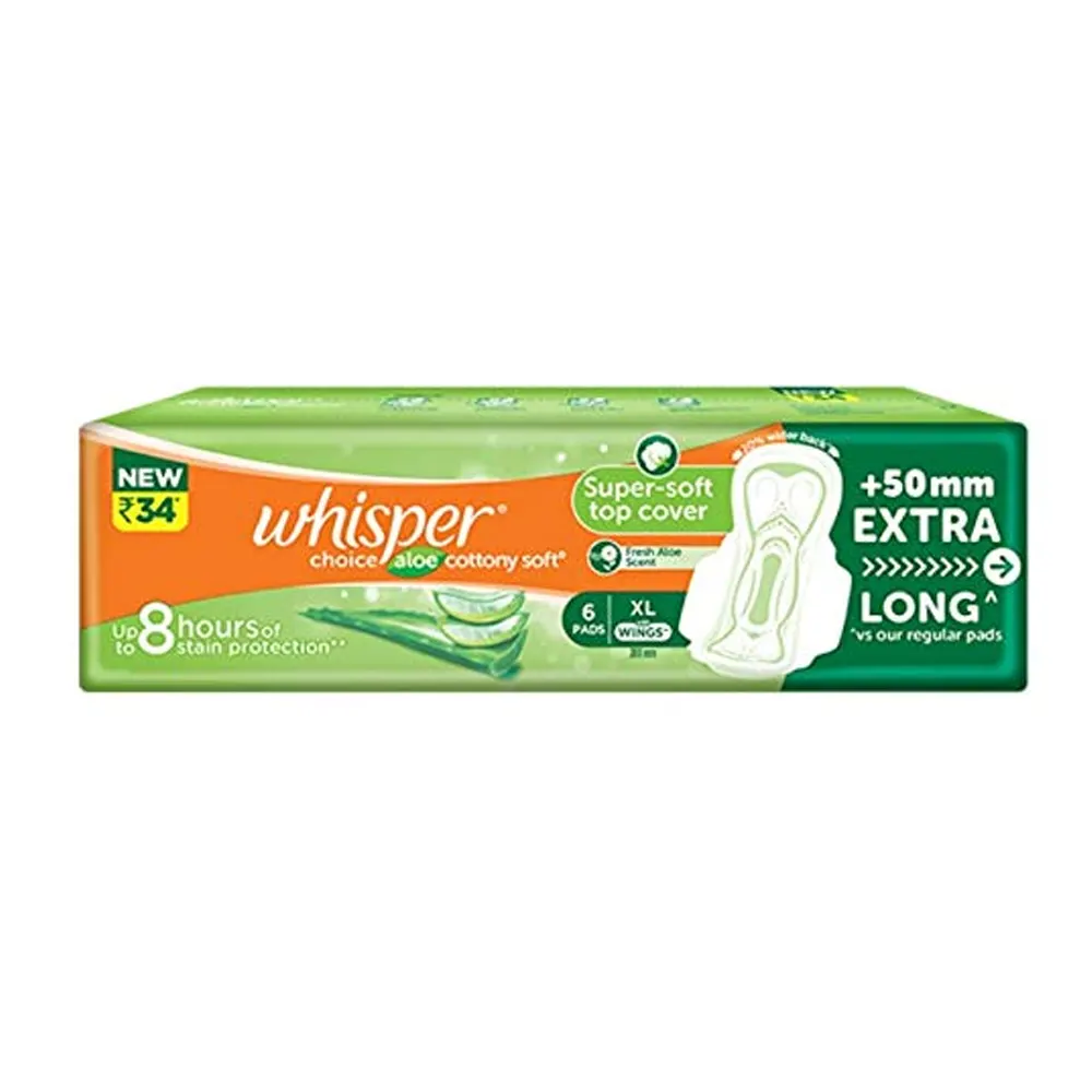 Whisper Choice Aloe Cottony Soft Super Soft Top Cover Regilar With Wings 6N