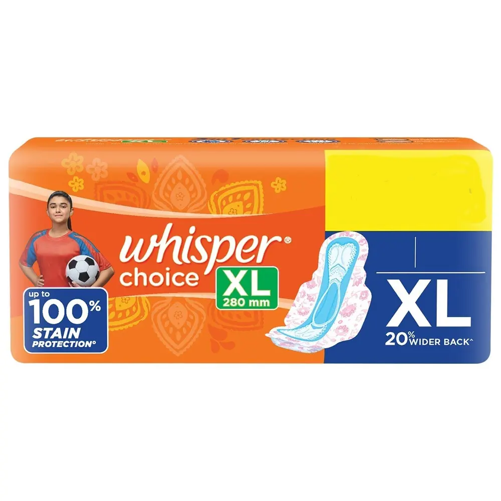 Whisper Choice Upto 100% Stain Protection Fresh Flower Scent  Regular With Wings 7N