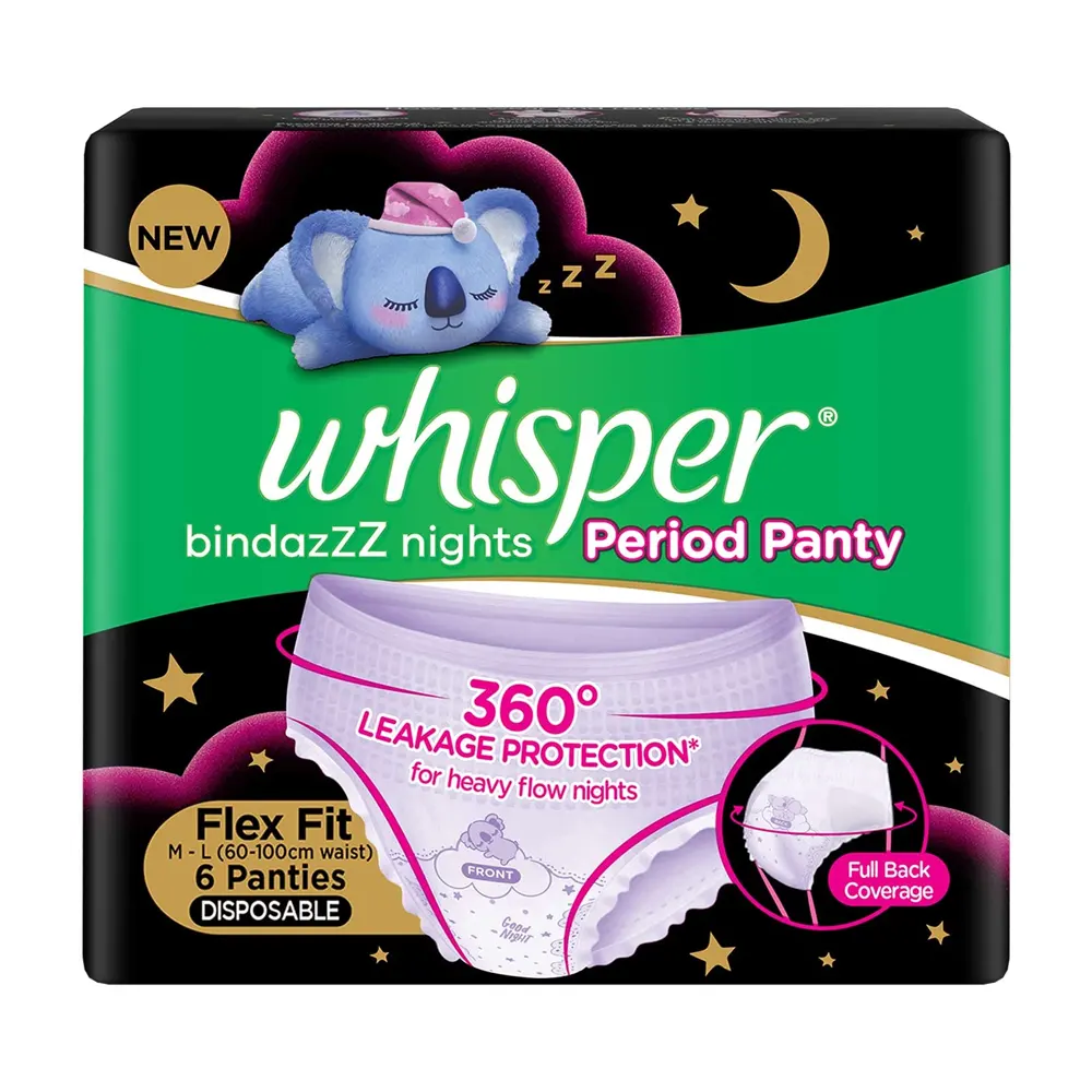 Whisper Bindazz Nights Period Panty Flex Fit M-L 6N Pants