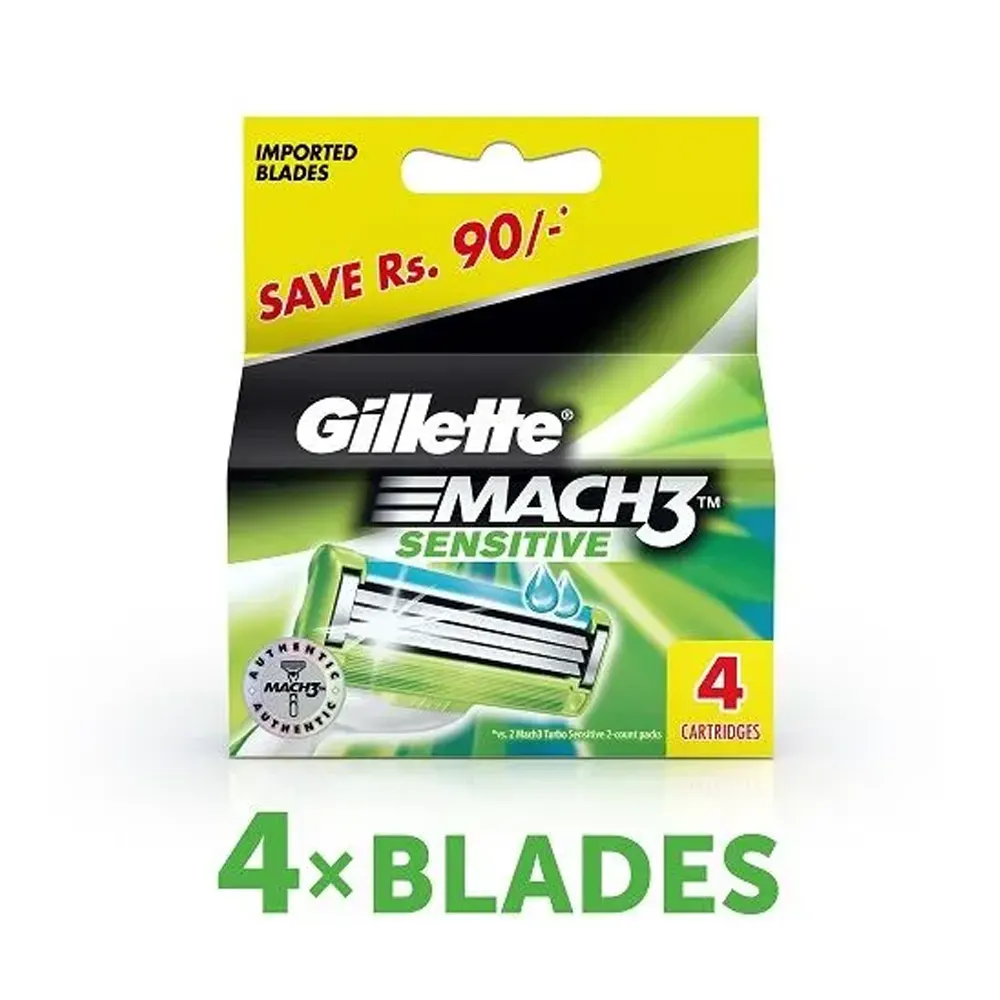 Gillette Mach 3 Sensitive With Indicator Lubrastrip 4N Cartridges