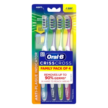 ORAL-B CRISS CROSS FAMILY PACK OF 4 SOFT TOOTHBRUSH 1N