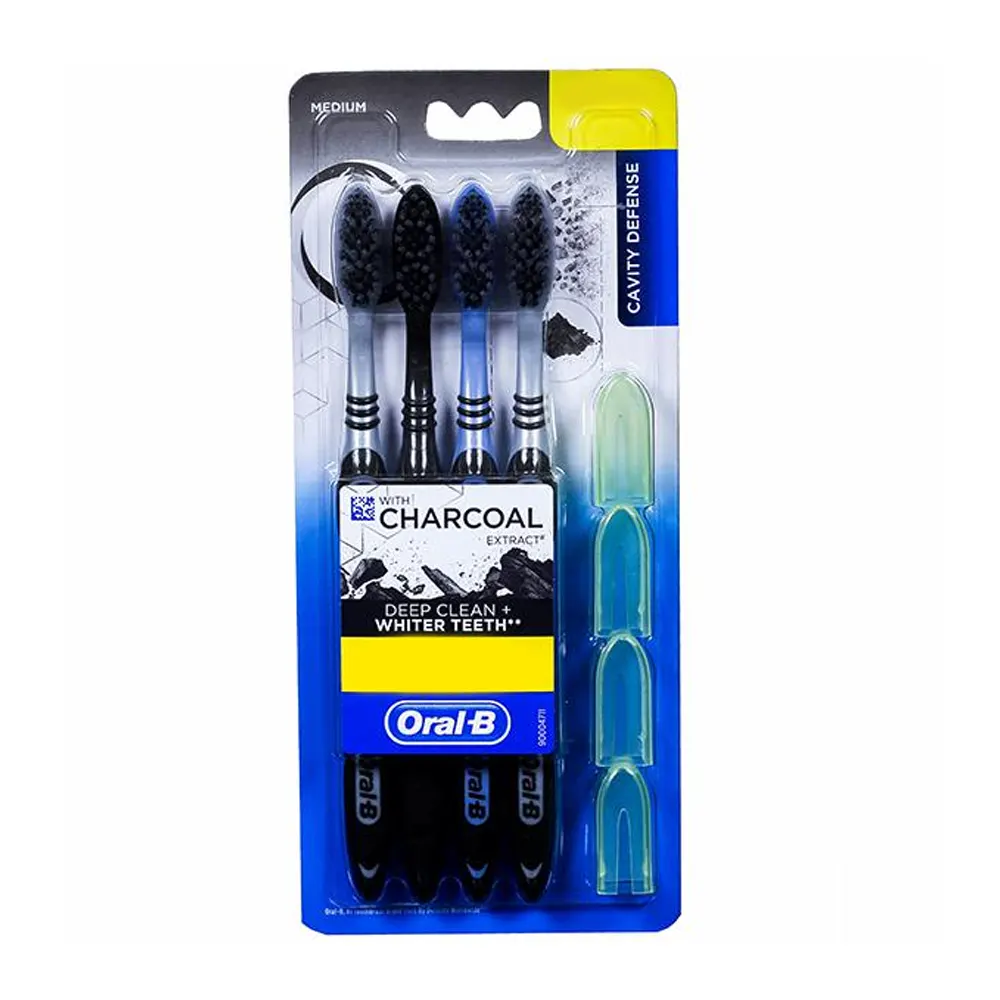 Oral-B With Charcoal Extract Deep Clean+ Whiter Teeth Cavity Defense Medium Tooth Brush 4N