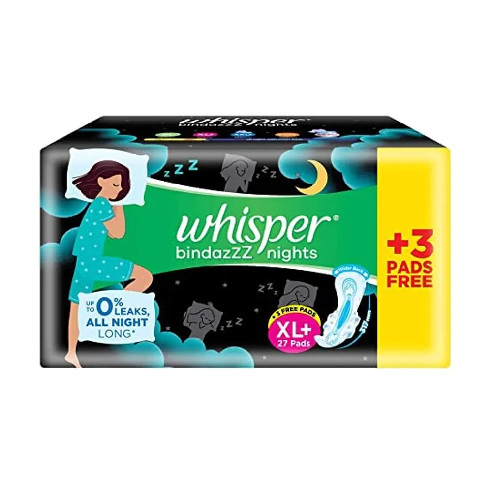 Whisper Bindazzz Nights 0% Leaks All Night Long Xl+ 27N +3N Free