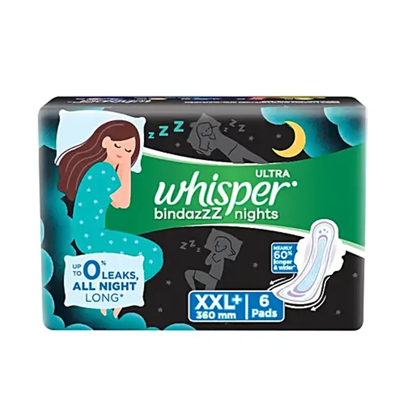 Whisper Bindazzz Nights 0% Leaks All Night Long Xxl + 6N
