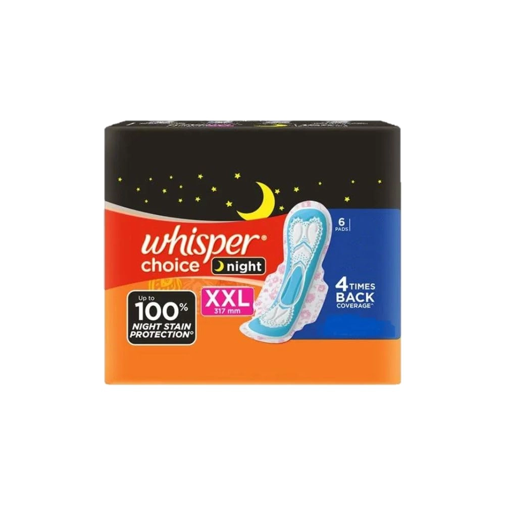 Whisper Choice Night Xxl 317Mm- 4 Times Back Coverage 6Pads