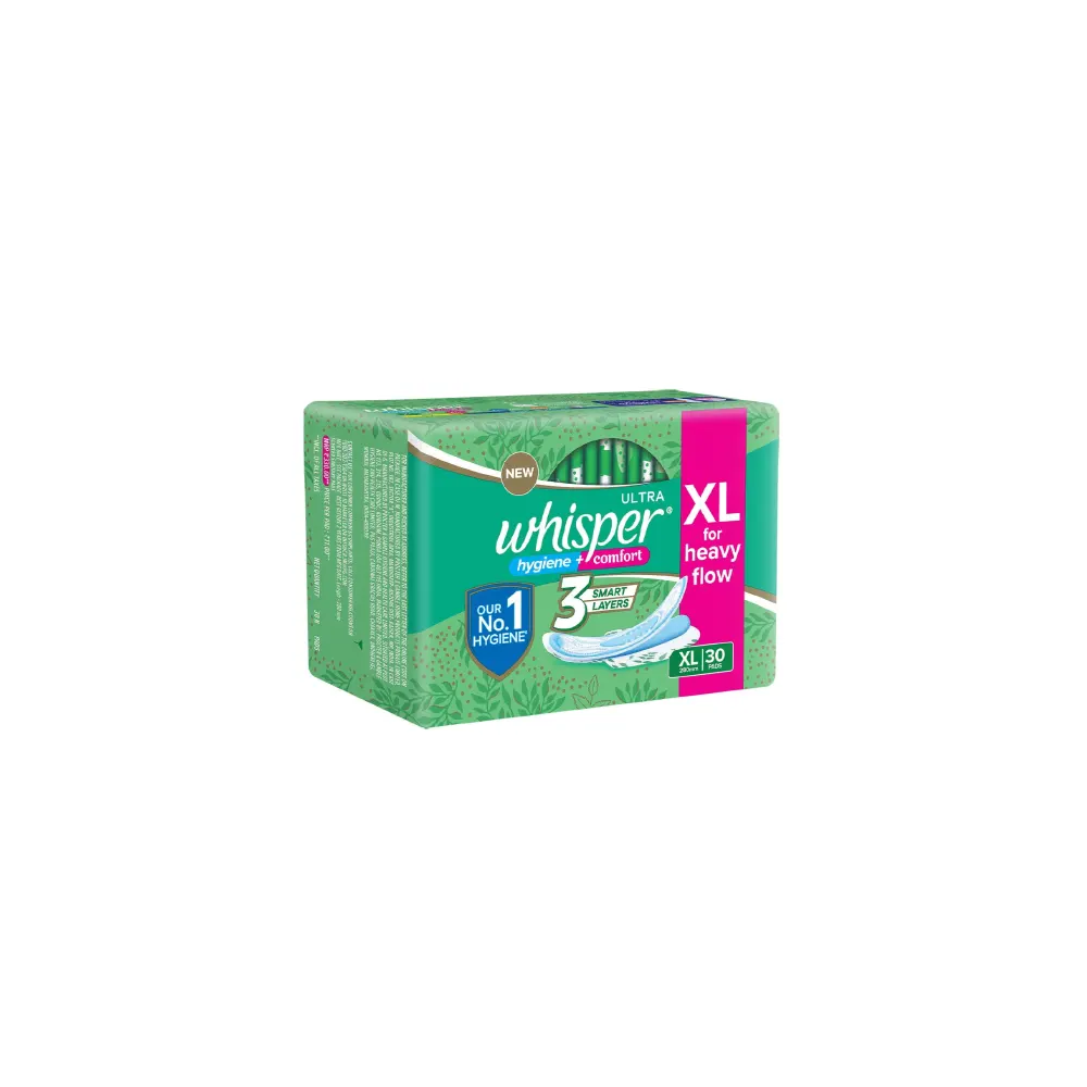 Whisper Ultra Hygiene + Comfort 3 Smart Layers With Soft Wings Xl Buy 2 Get 1 Free 30+15=45 Pads