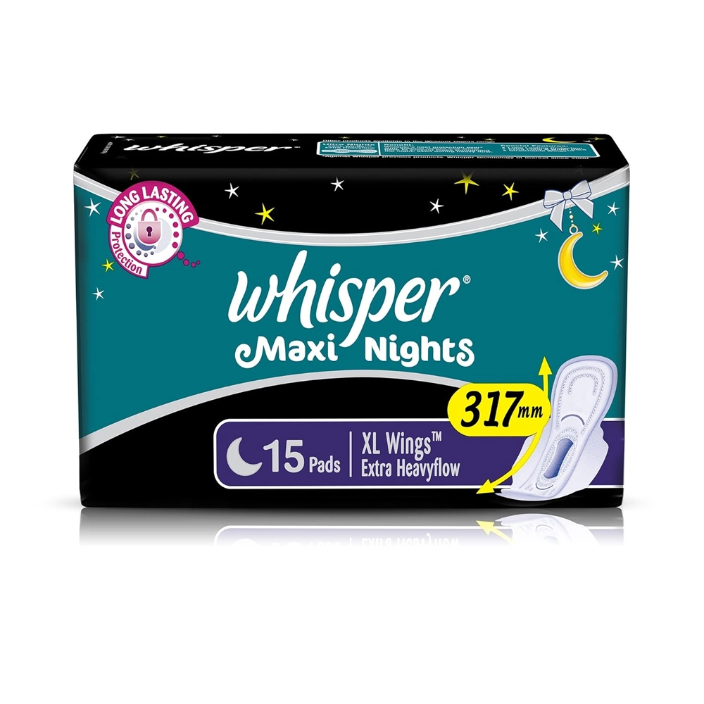 Whisper Maxi Nights Xl + Wings Extra Heavyflow 317Mm 15 Pads
