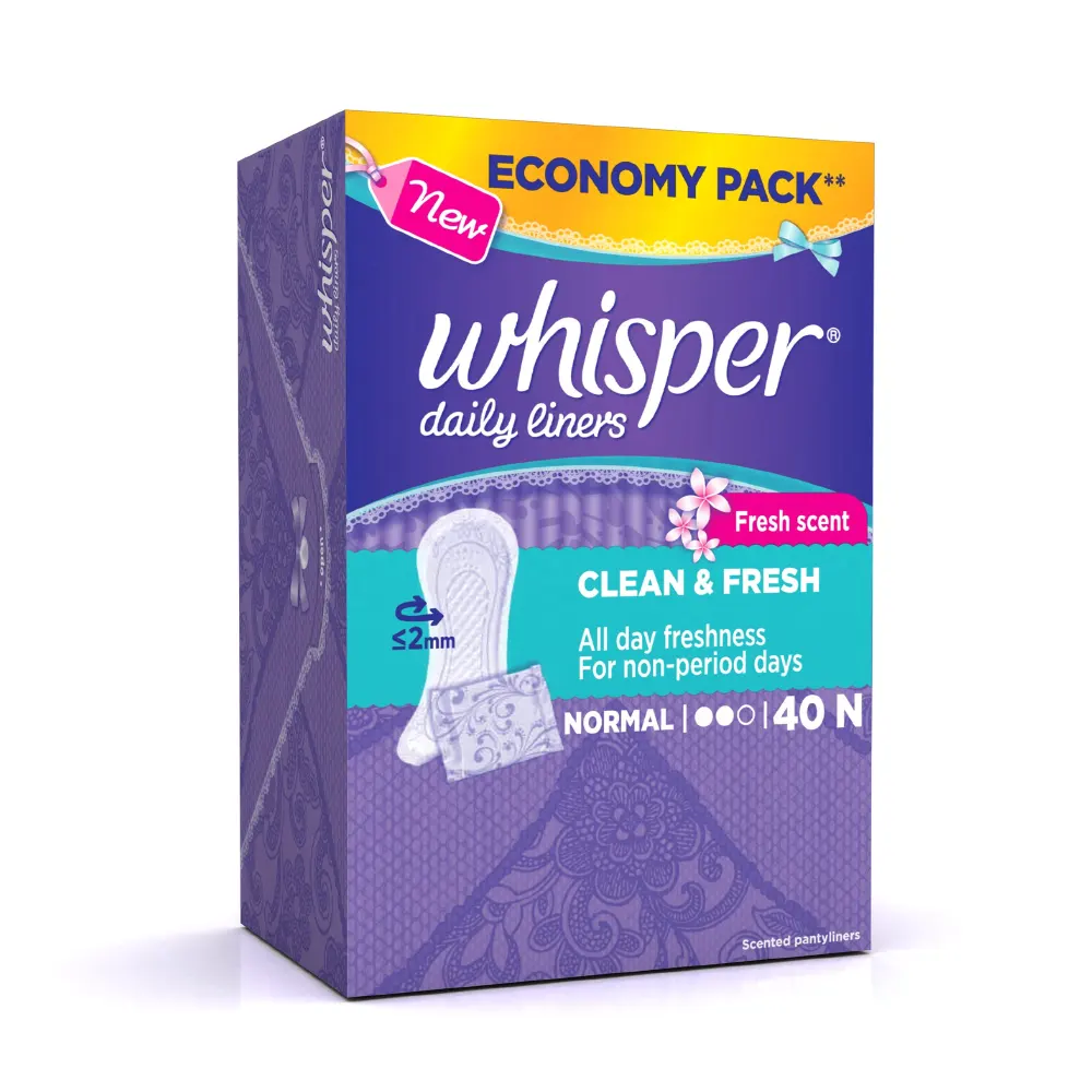 Whisper Daily Liners Fresh Scent Clean & Fresh Normal 40N