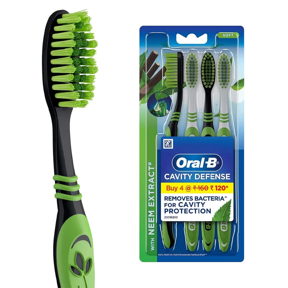 Oral-B Cavity Defense With Neem Extract* Soft Removes Bacteria For Cavity Protection 4N