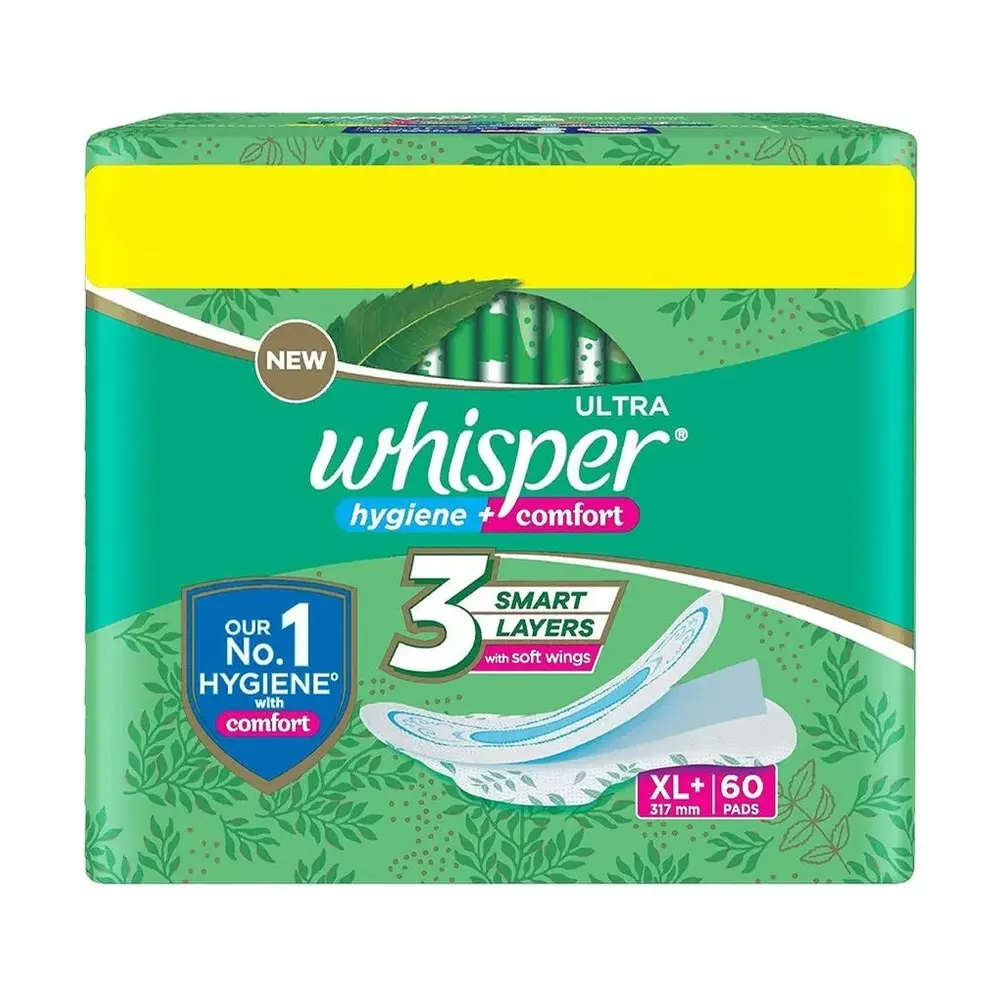 Whisper Ultra Hygine + Comfort 3 Smart Layers With Soft Wings Xl 317Mm 60Pads