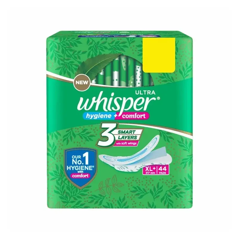 Whisper Ultra Hygiene + Comfort 3 Smart Layers With Soft Wings Xl+ 317Mm 44+4*Pads