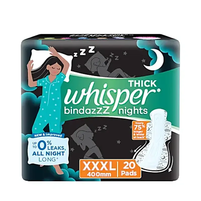 Whisper Bindazzz Nights 0% Leaks All Night Long Xxxl 400Mm 20N