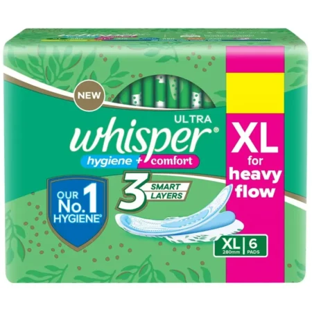 Whisper Hygiene + Comfort Xl For Heavy Flow 6 Pads