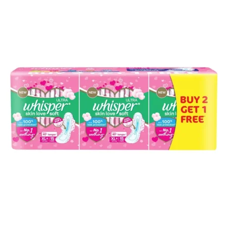 WHISPER ULTRA SOFT SKIN LOVE DERMA SOFT LAYER XL 284MM 45PADS