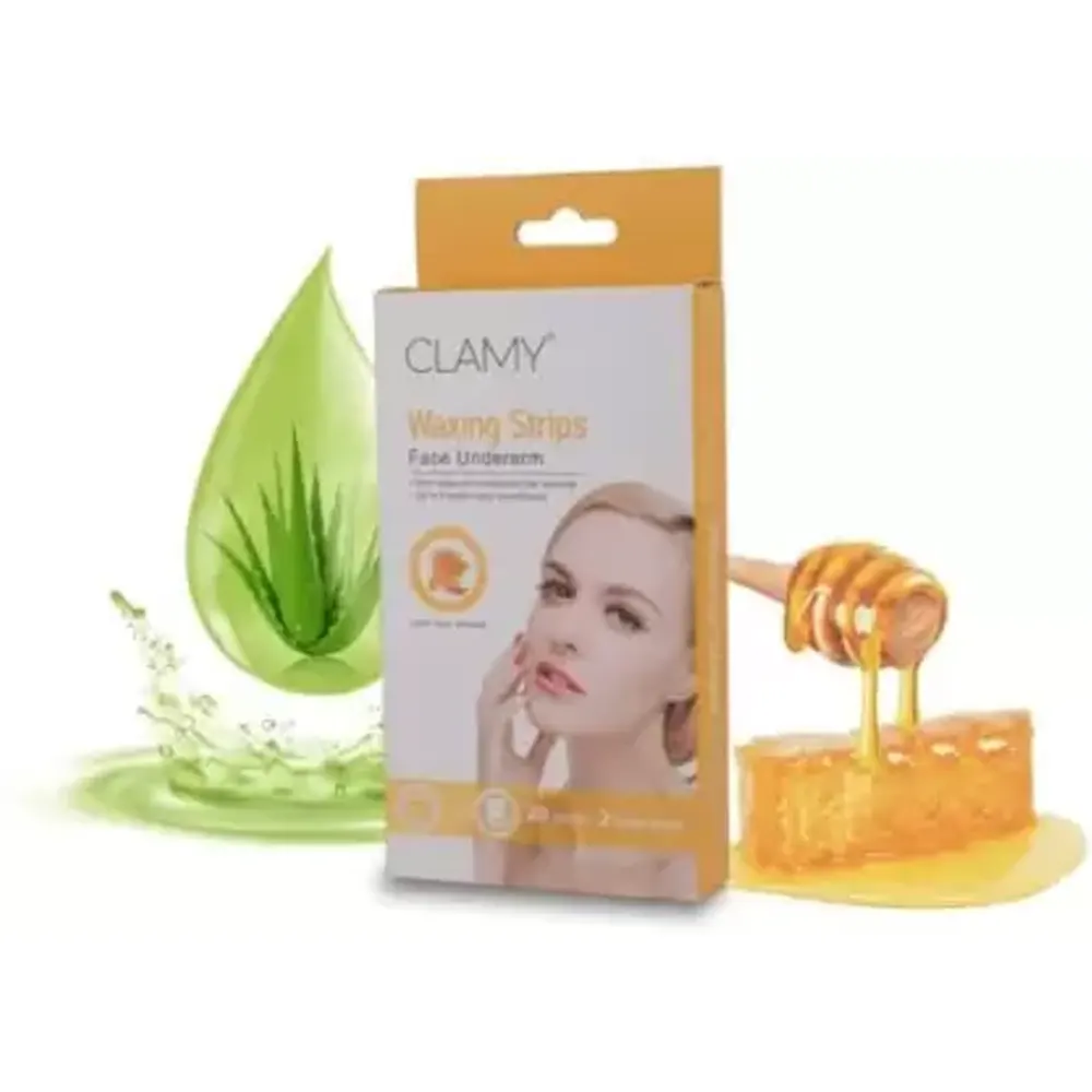 Clamy Body Wax Strips With Honey With Honey Extracts 20 Strips + 2 Finish Wipes