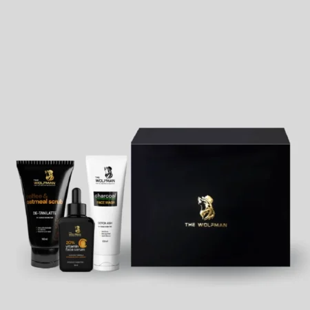The Wolfman For The Wolves In Men Skin Gift Pack For Some One Special Coffee Scrub Vitamin C Serum & Spf 40 Cream 1N
