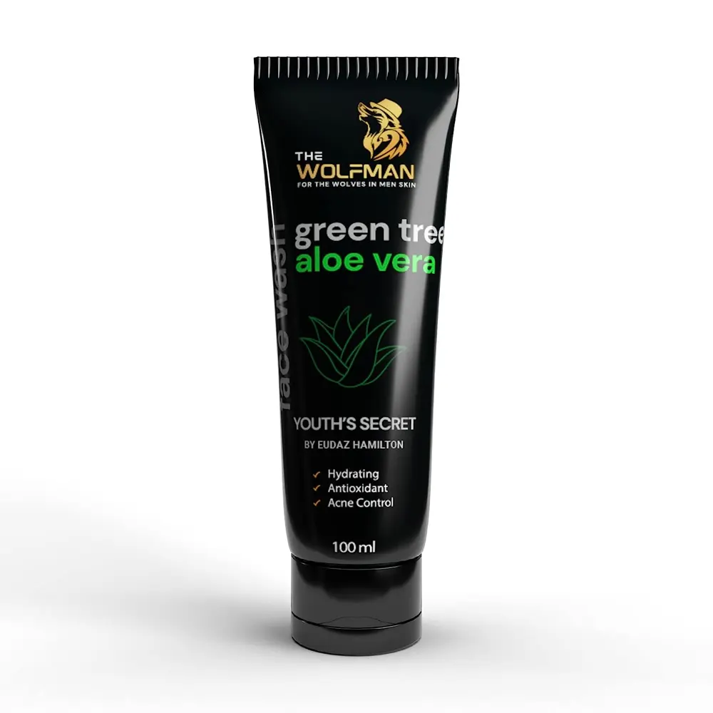 The Wolfman Face Wash Green Tree Aloe Vera Youth'S Secret By Eudaz Hamilton Hydration Antioxidant Acene Control 100Ml