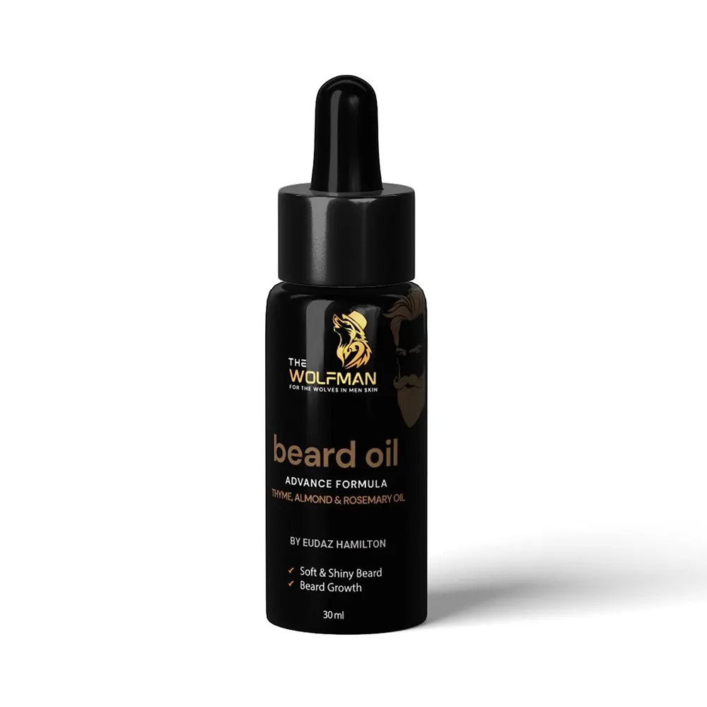 The Wolfman Beard Oil Advance Formula Thyme,Almonds & Rosemary Oil By Eudaz Hamilton Soft & Shiny Beard Beard Growth 30 Ml