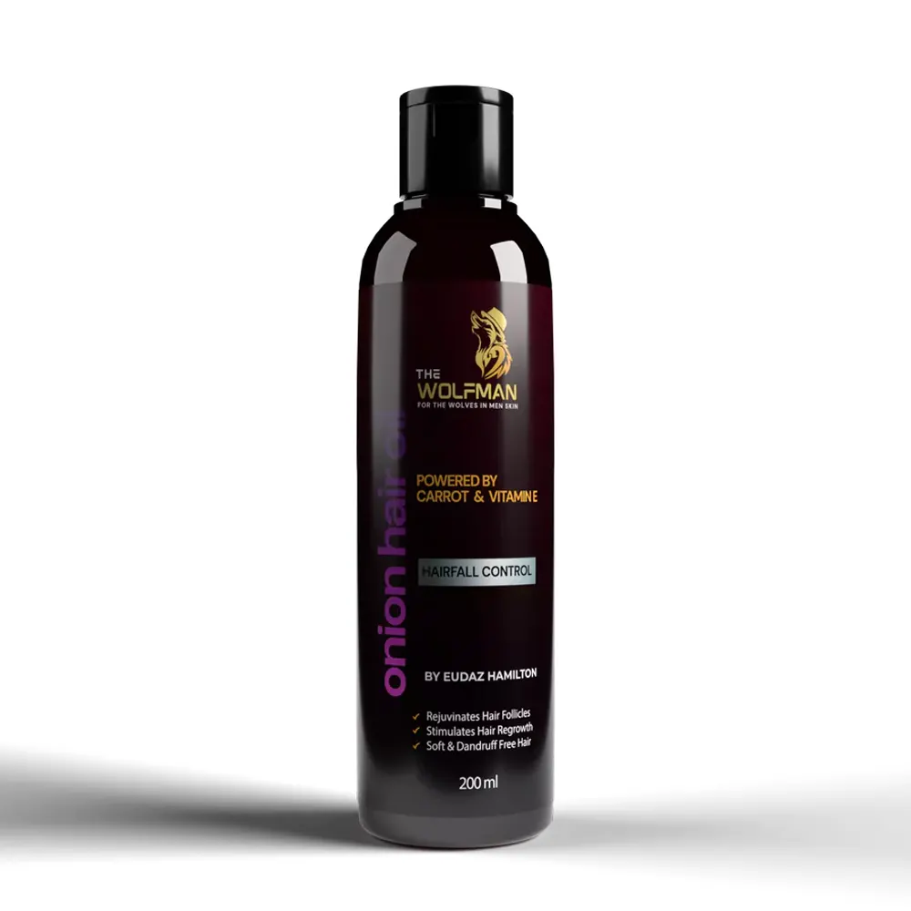 The Wolfman Onion Hair Oil Powered By Carrot & Vitamin E Hairfall Control By Eudaz Hamilton 200Ml