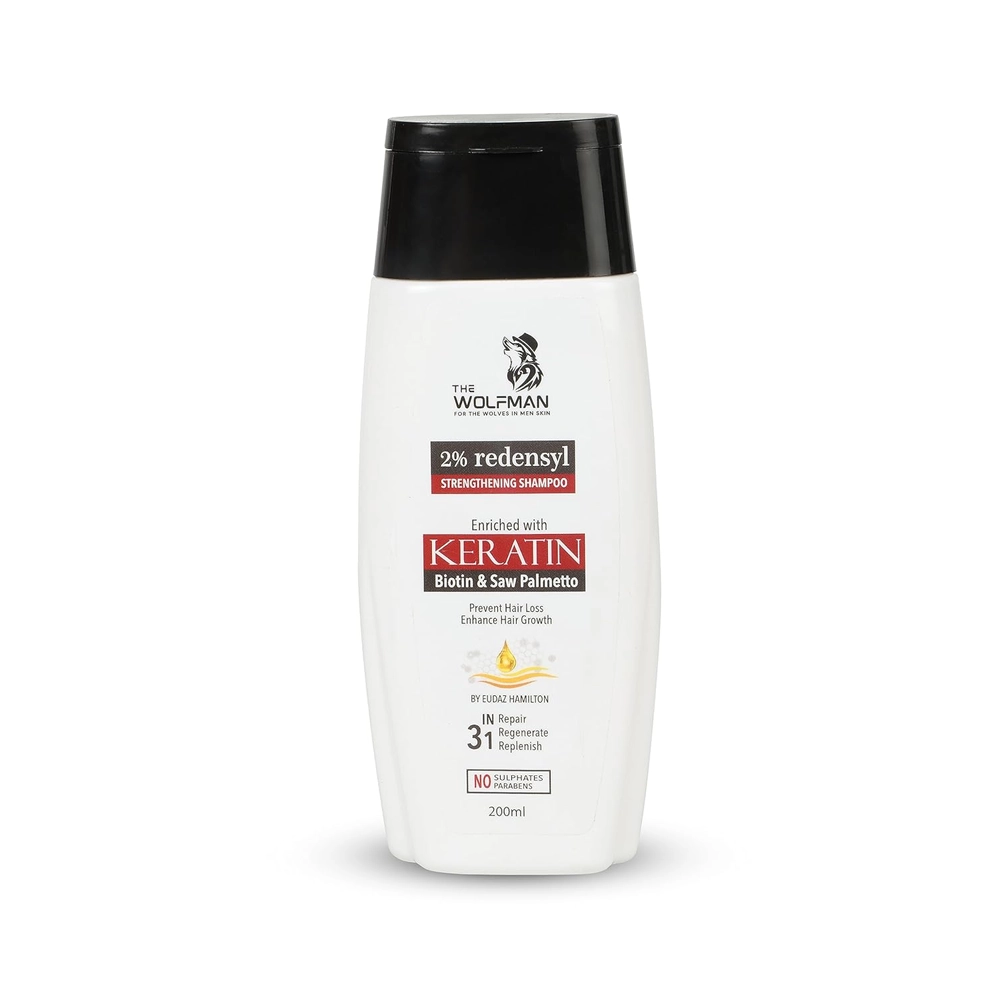 The Wolfman For The Wolves In Men Skin 2% Redensyl Strengthening Shampoo Enriched Keratin Biotin & Saw Palmetto 200Ml