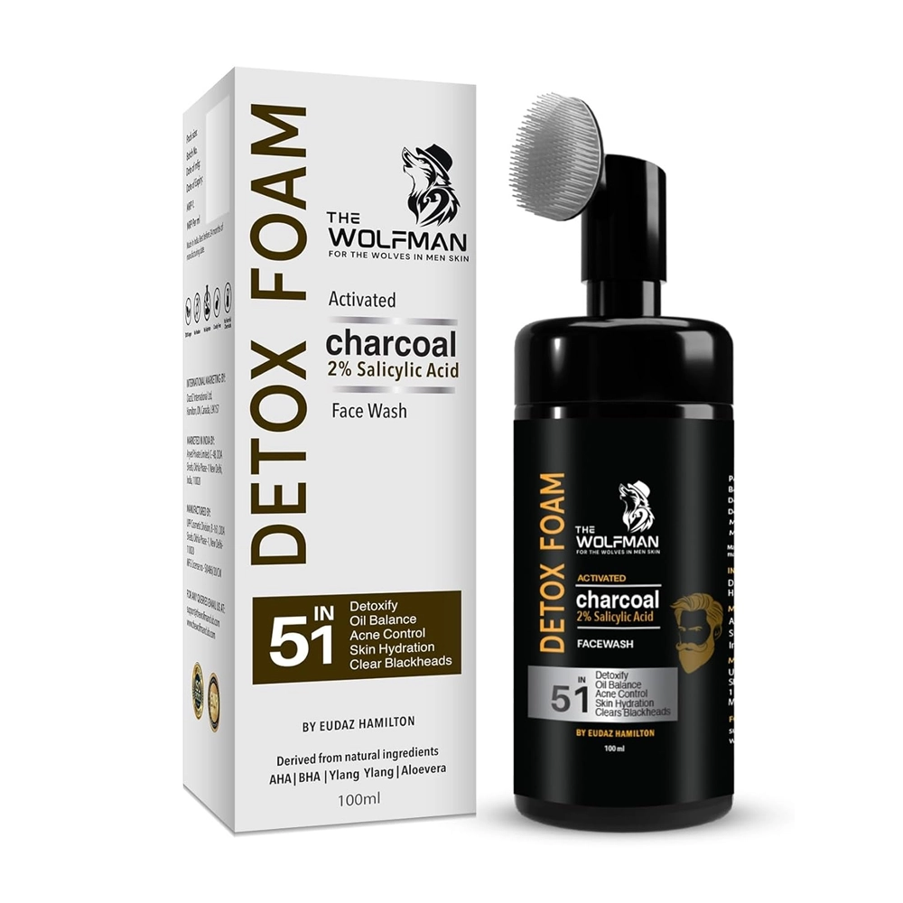 The Wolfman For The Wolves In Men Skin By Eudaz Hamilton Activated Charcoal 2% Alicylic Acid Detox Foam Face Wash 100Ml