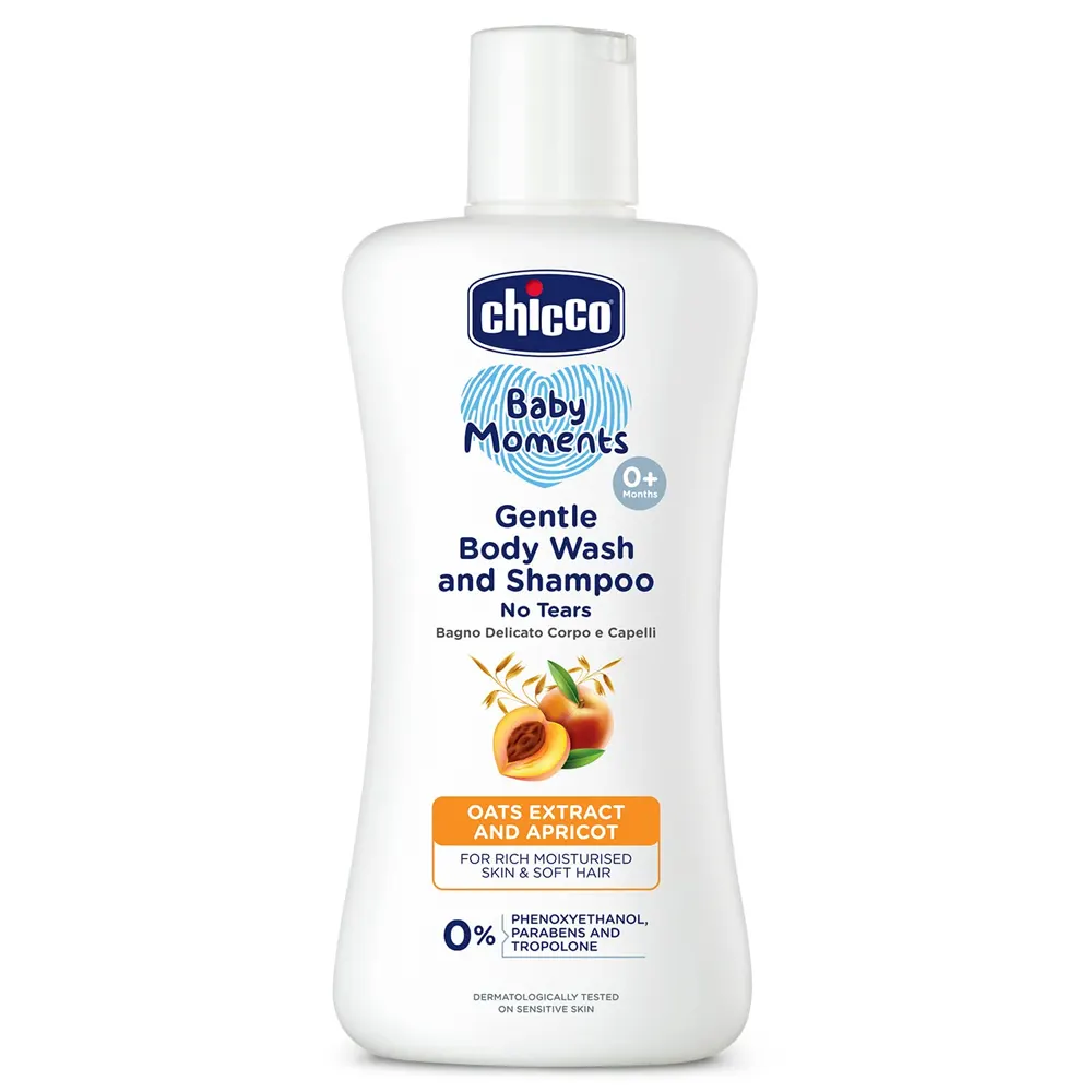 Chicco Baby Moments Gentle Body Wash And Shampoo Oats Extract And Apricot 100Ml