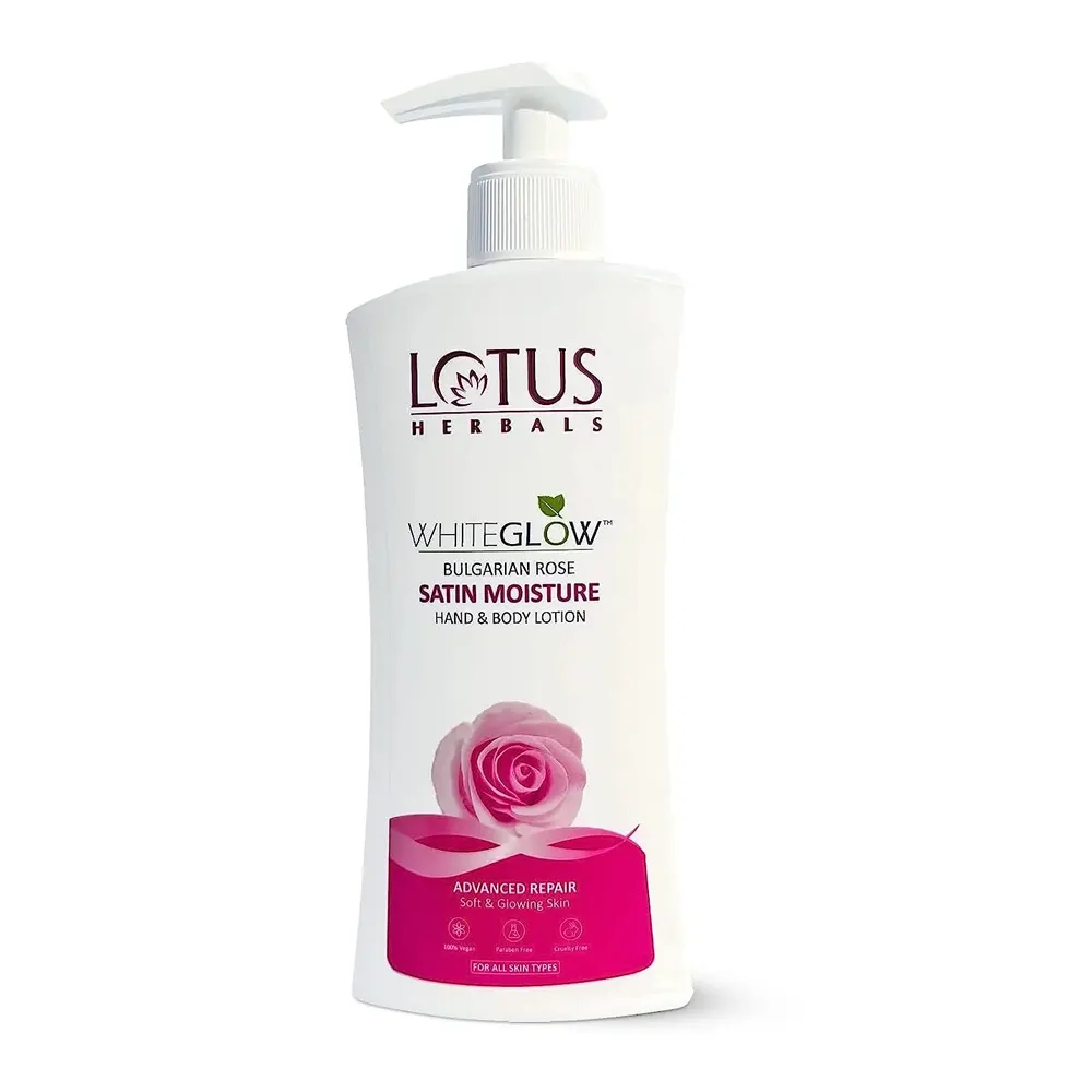Lotus Herbals White Glow Bulgarian Rose Satin Moisture Hand & Body Lotion 270Ml