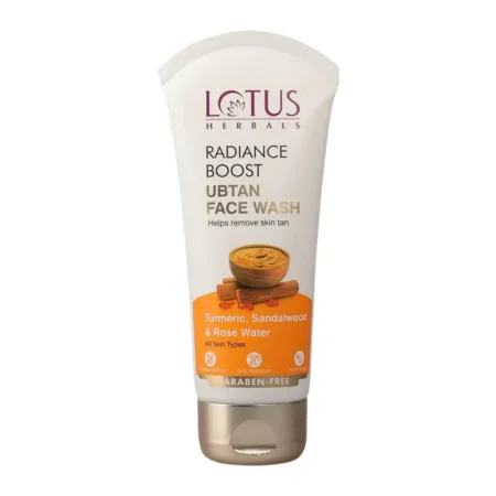 LOTUS HERBALS RADIANCE BOOST UBTAN FACE WASH TURMERIC, SANDALWOOD & ROSE WATER 50G