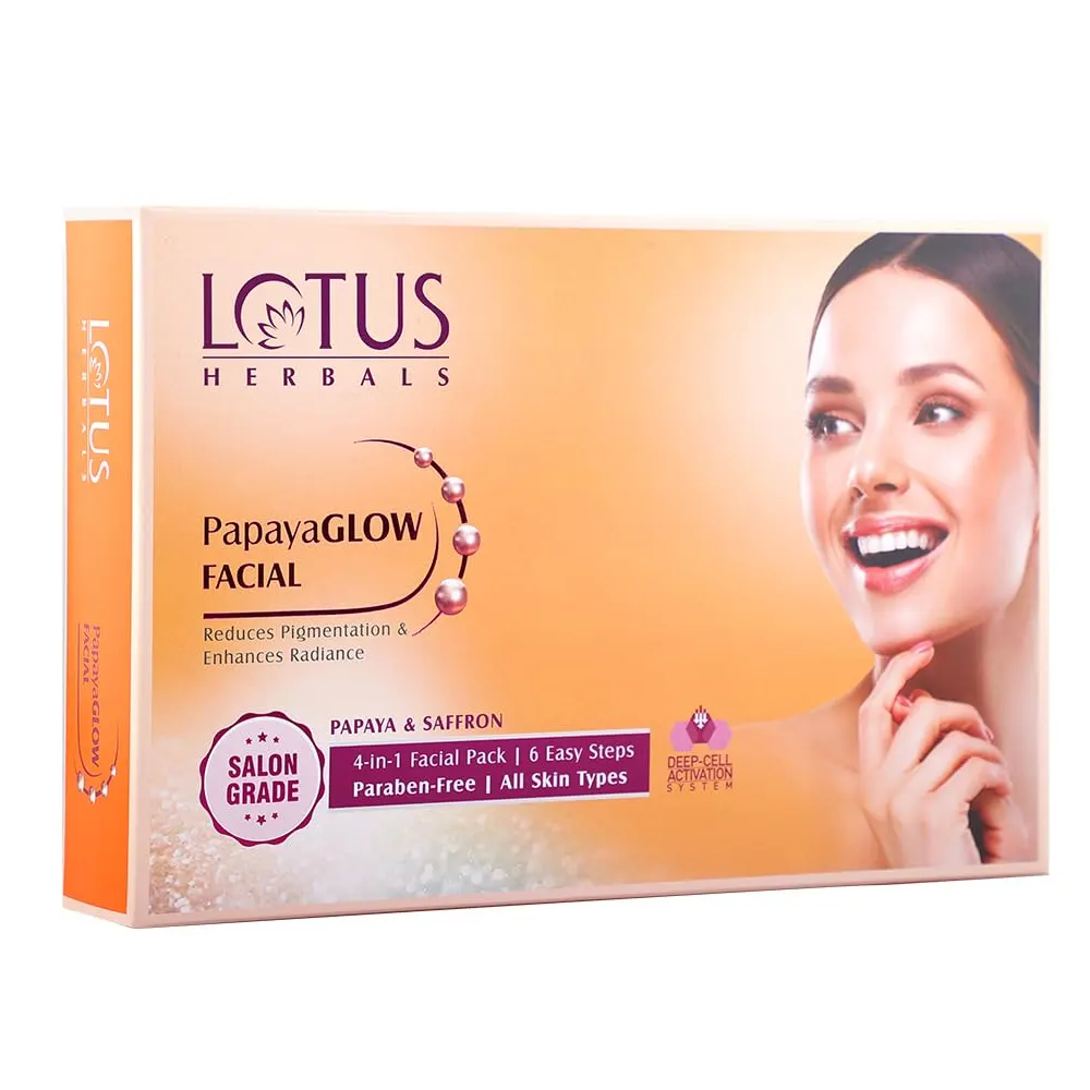 Lotus Herbal Papaya Glow Facial Papaya & Saffron 4-In1 Facial Pack Paraben- Free All Skin Types 1N
