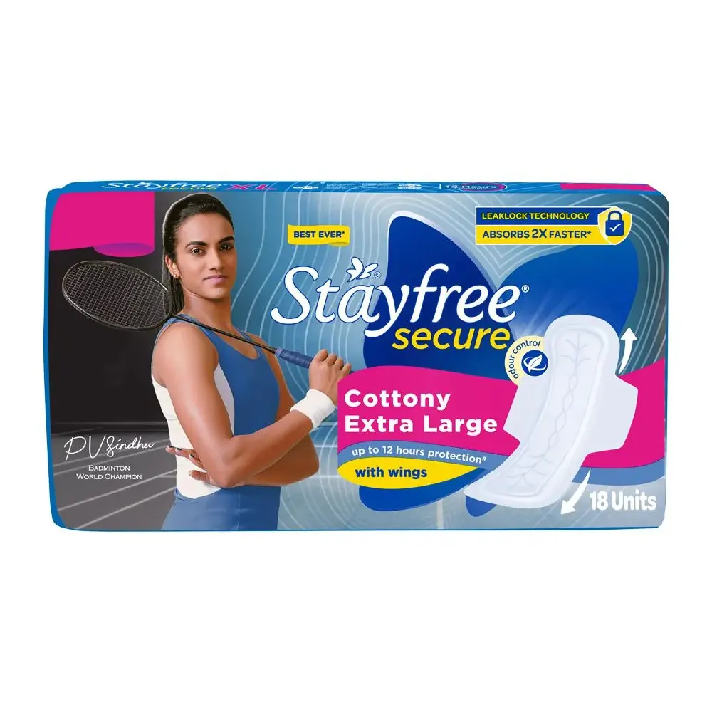 Stayfree Secure Cottony Extra Large With Wings Xl 18N