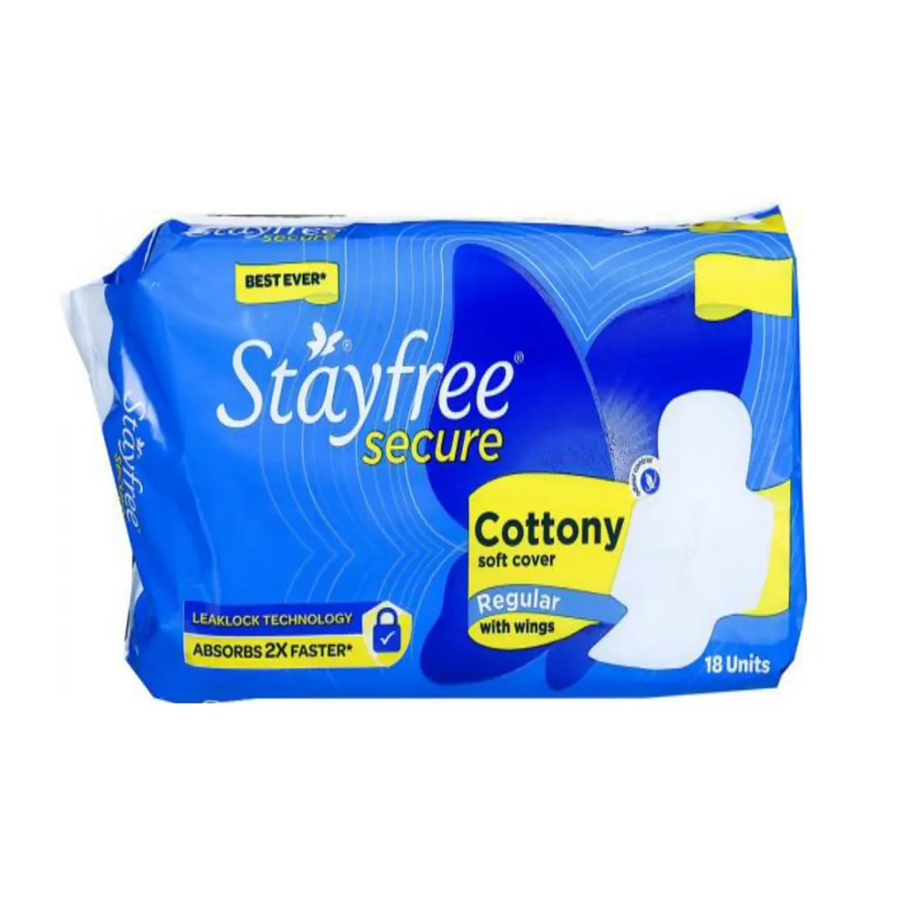 Stayfree Secure Cottony Soft Cover Regular With Wings 18N