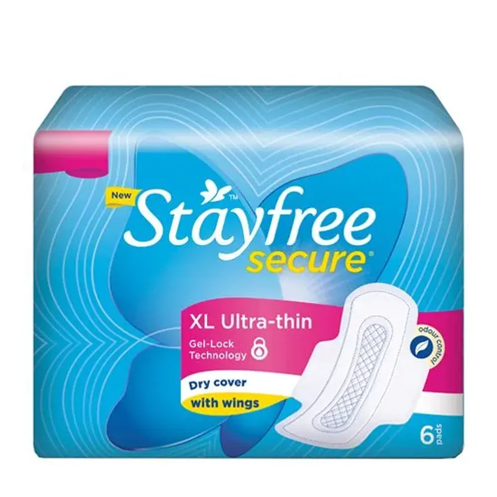 Stayfree Secure Xl Ultra-Thin With Wings 6 Pads