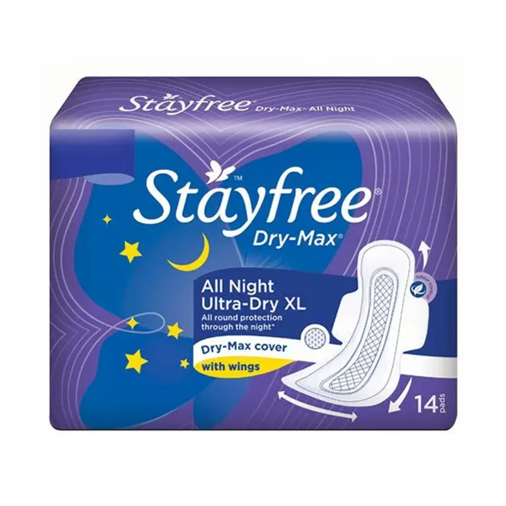 Stayfree Dry-Max All Night Ultra-Dry Xl With Wings 14 Pads