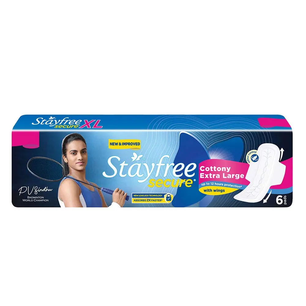 Stayfree Secure Extra Large With Wings 6 Pads