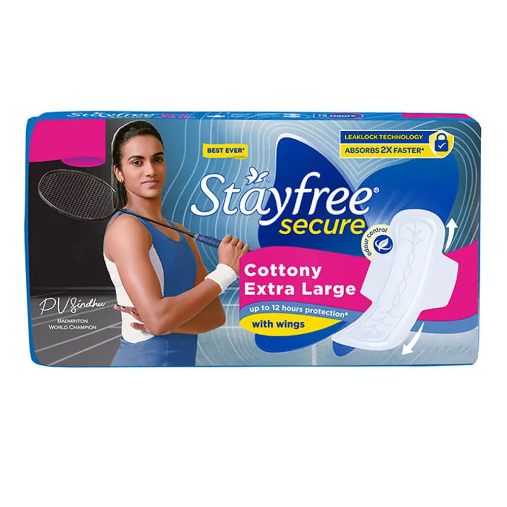 Stayfree Secure Cottony Extra Large With Wings  12Pads