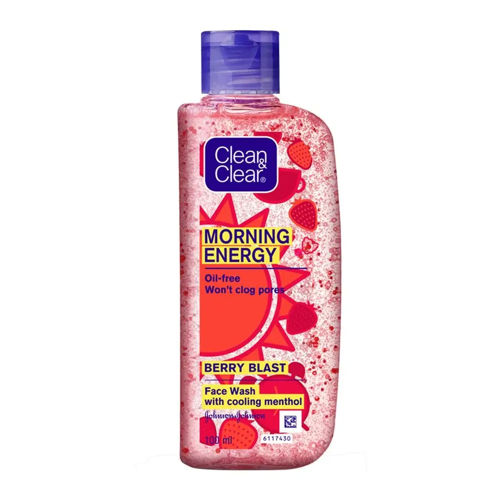 Clean And Clear Morning Energy Berry Blast Face Wash With Cooling Menthol 100Ml