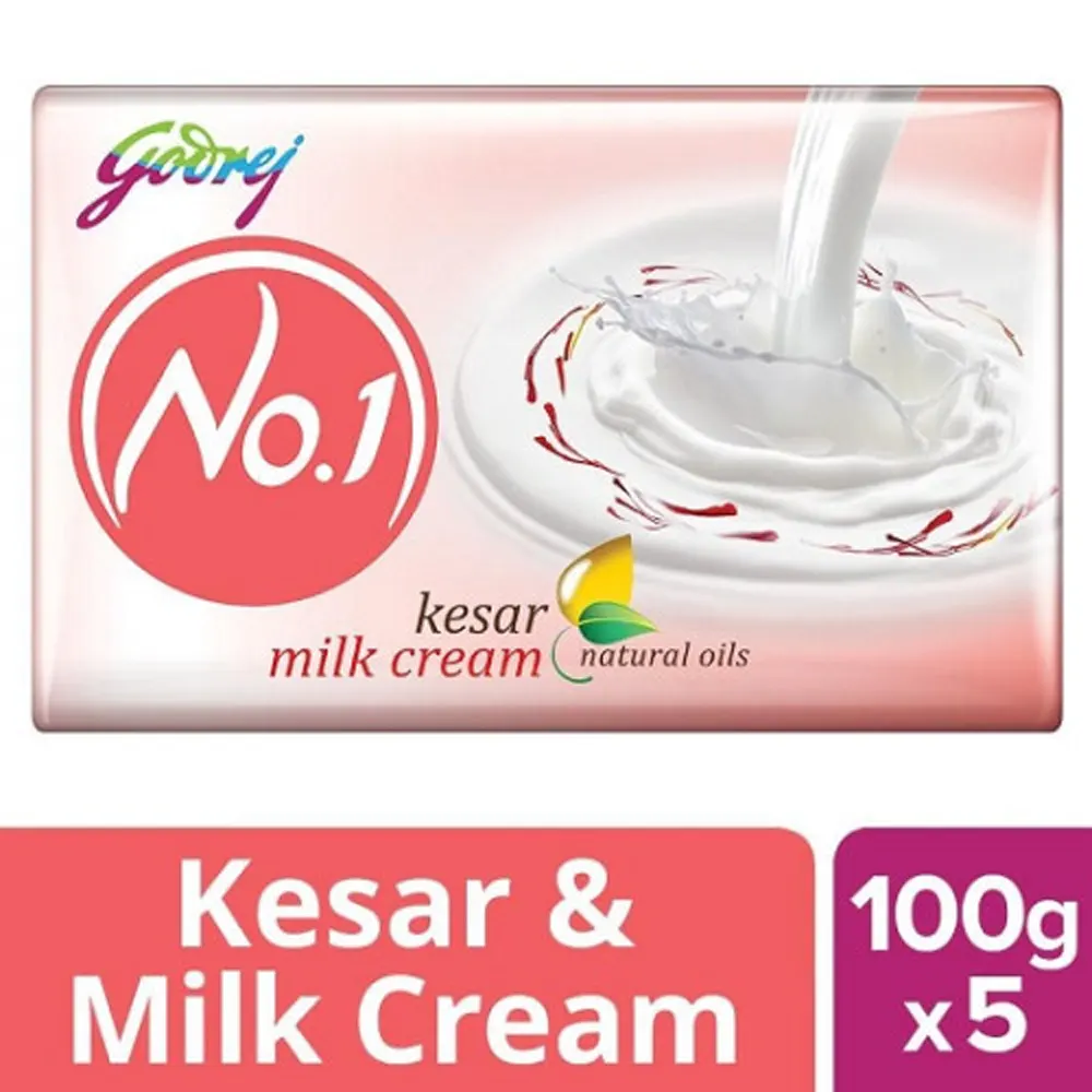 Godrej No.1 Kesar Milk Cream Natural Oils Soap 5X100G