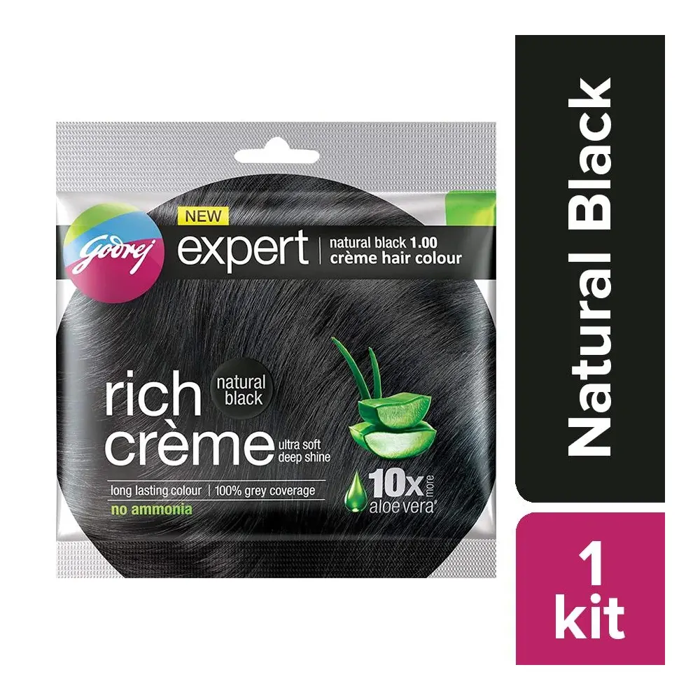 Godrej Expert Rich Cr??Me Natural Black 1.00 Cr??Me Hair Colour 20G+20Ml