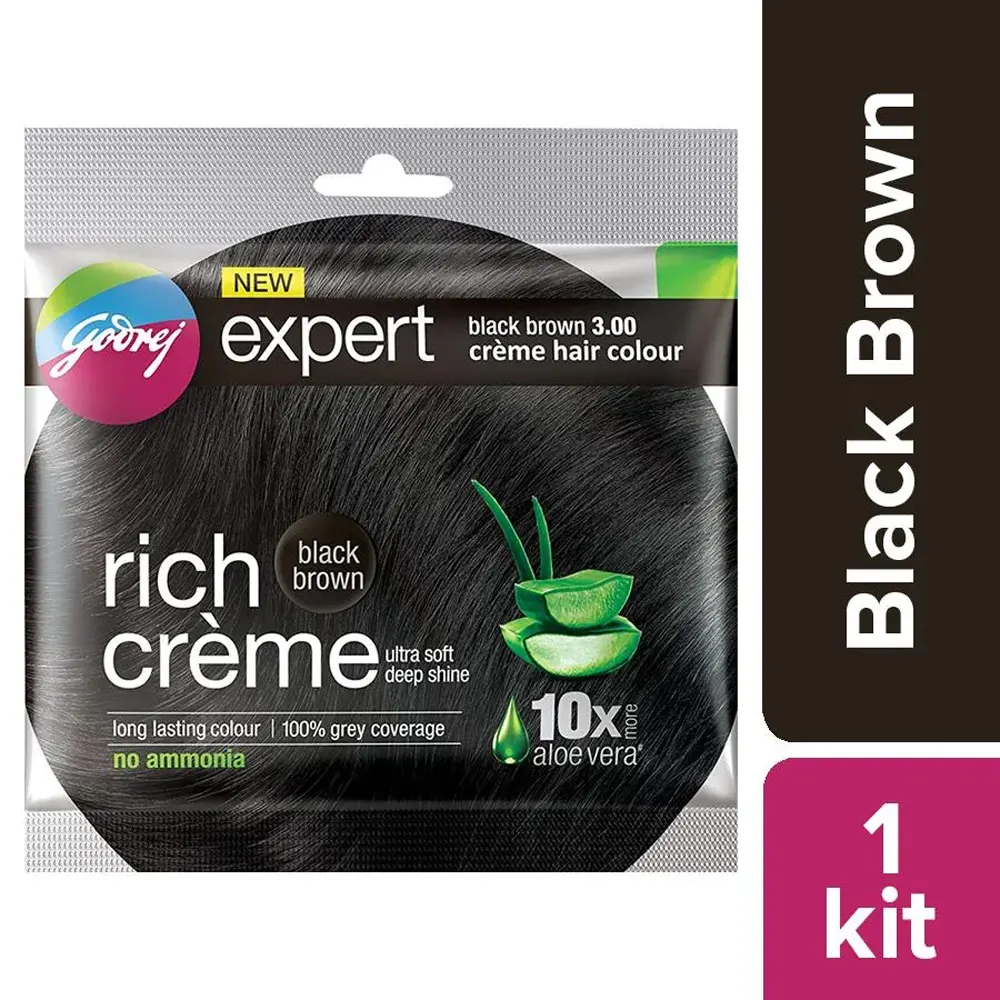 Godrej Expert Rich Cr??Me Black Brown 3.00 Cr??Me Hair Colour 20G+20Ml