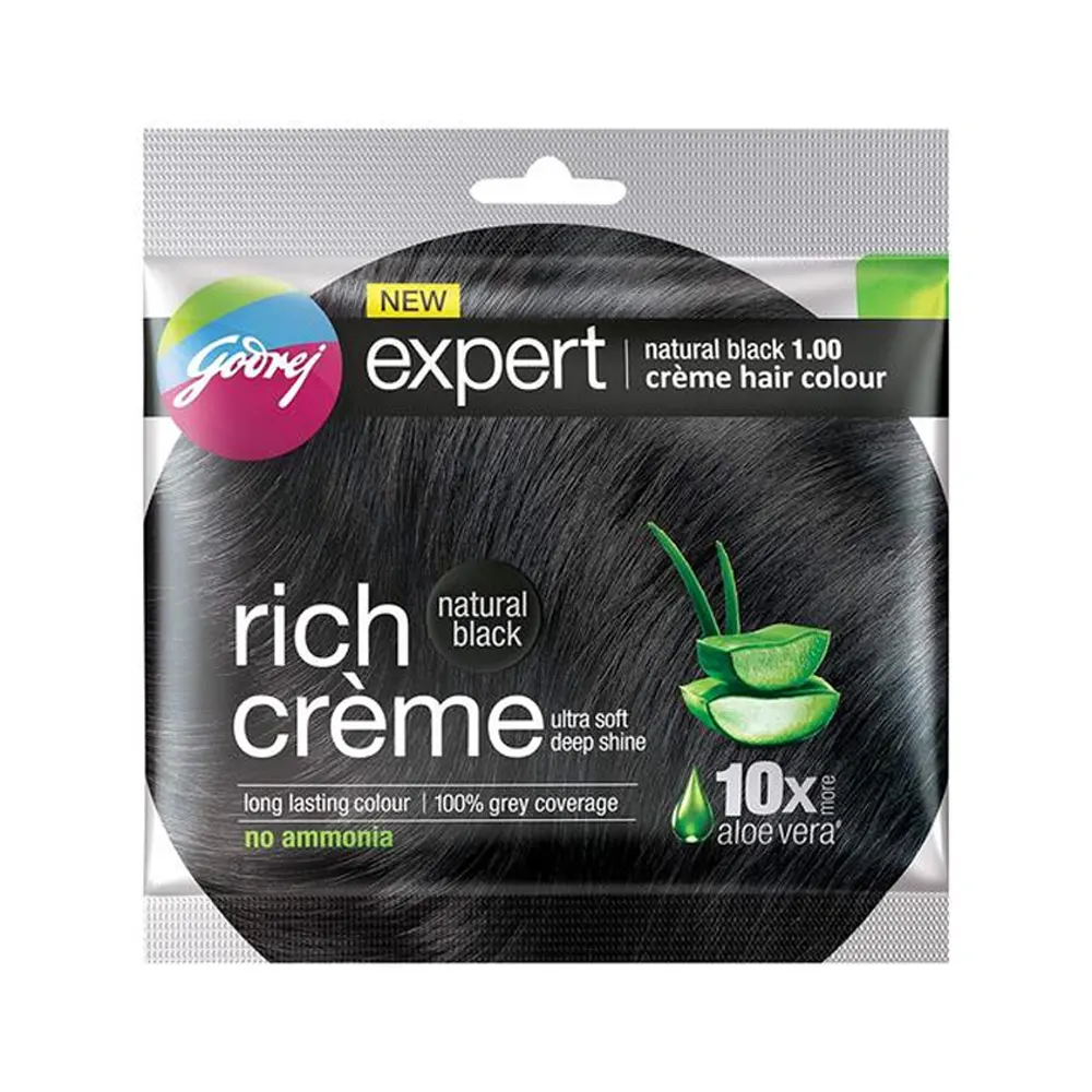 Godrej Expert Rich Cr??Me Natural Black 1.00 Cr??Me Hair Colour No Ammonia 20G